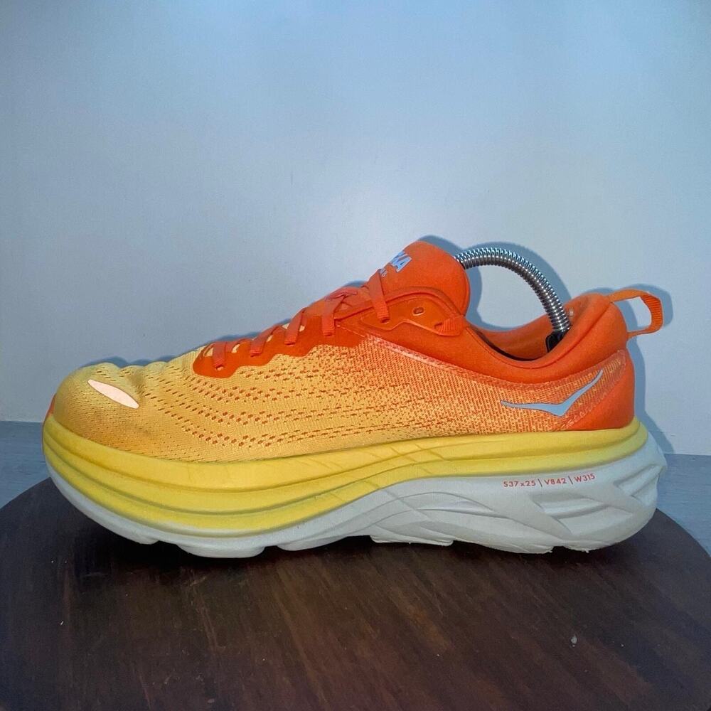 Hoka One One Bondi 8 Mens 9.5 D Shoes Orange Running Sneaker 1123202 PBAY - Picture 2 of 12